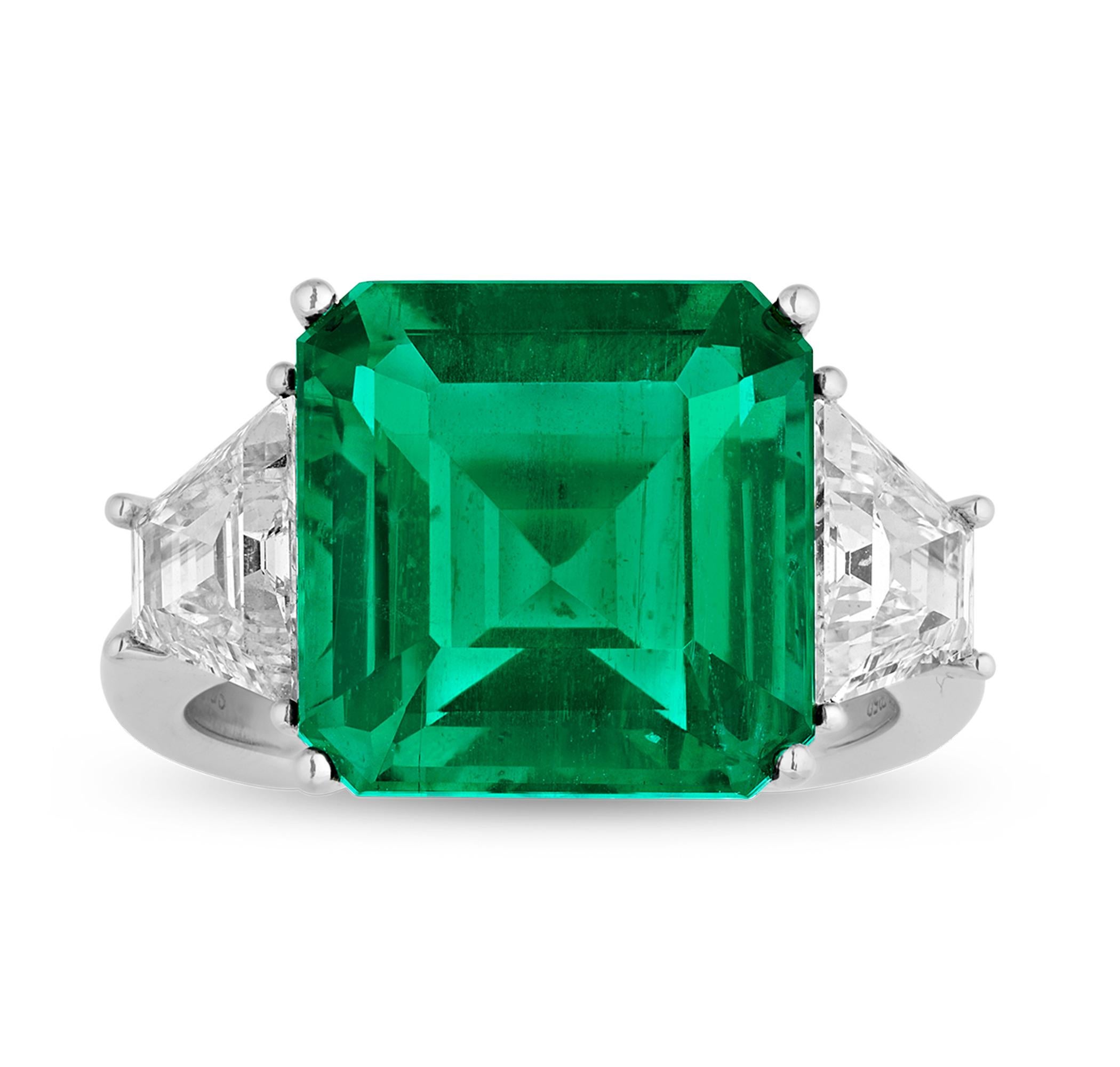 Zambianischer Smaragdring, 7,39 Karat (Achteckschliff) im Angebot