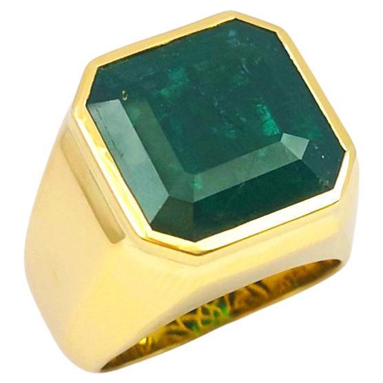 Smaragdring aus Sambia in 18K Goldfassung im Angebot