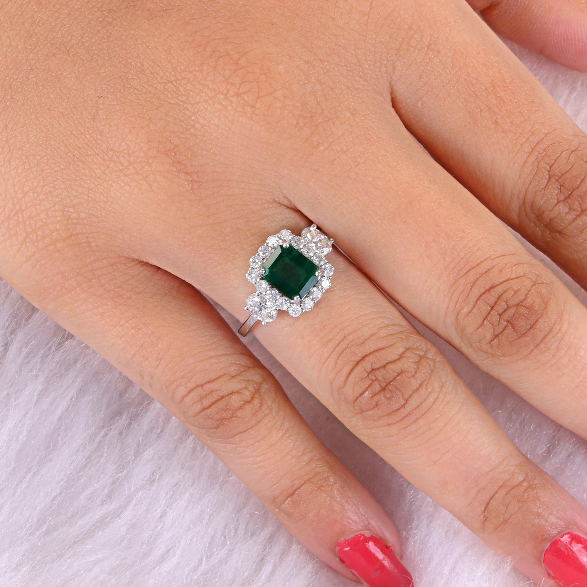 Esmeralda zambiana SI/H Diamante talla brillante redondo ovalado Oro blanco 14 quilates Corte esmeralda en venta