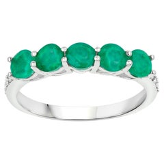 Zambian Emerald Ring With Diamonds 1.07 Carats 14K White Gold