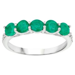 Zambian Emerald Ring With Diamonds 1.07 Carats 14K White Gold