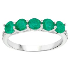 Zambian Emerald Ring With Diamonds 1.07 Carats 14K White Gold