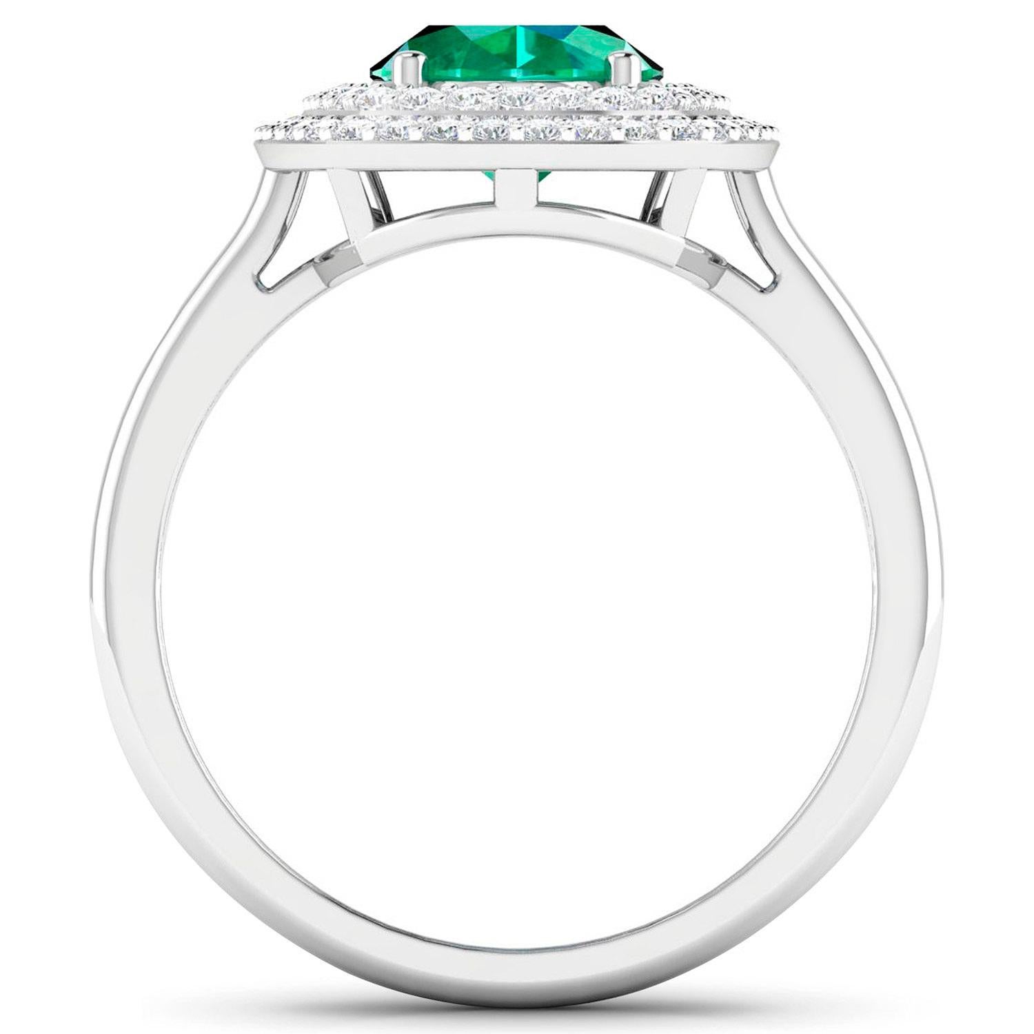 It comes with the Gemological Appraisal by GIA GG/AJP
All Gemstones are Natural
Zambian Emerald = 1.65 Carat
62 Diamonds = 0.32 Carats
Metal: 14K White Gold
Ring Size: 8* US
*It can be resized complimentary