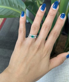 Zambian Emerald Ring with Natural Diamonds Accents: Solid 14K Gold, Oval 6x4mm