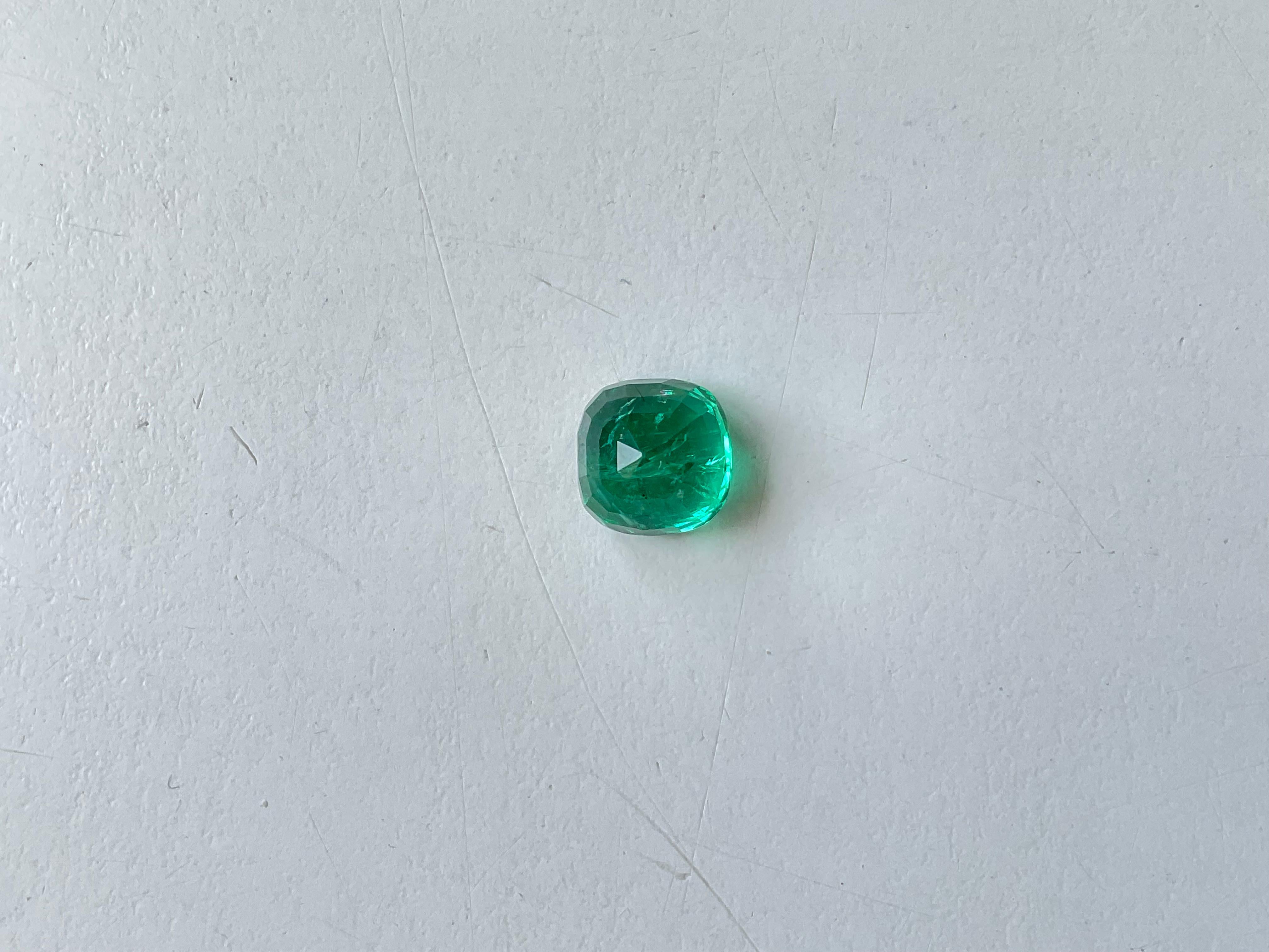 Art Deco Zambian Emerald Square Cushion Faceted Cut Stone Loose Gemstone for Jewelry