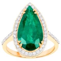 Bague d'exception Zambie sertie de diamants de 5 carats au total en or 14 carats