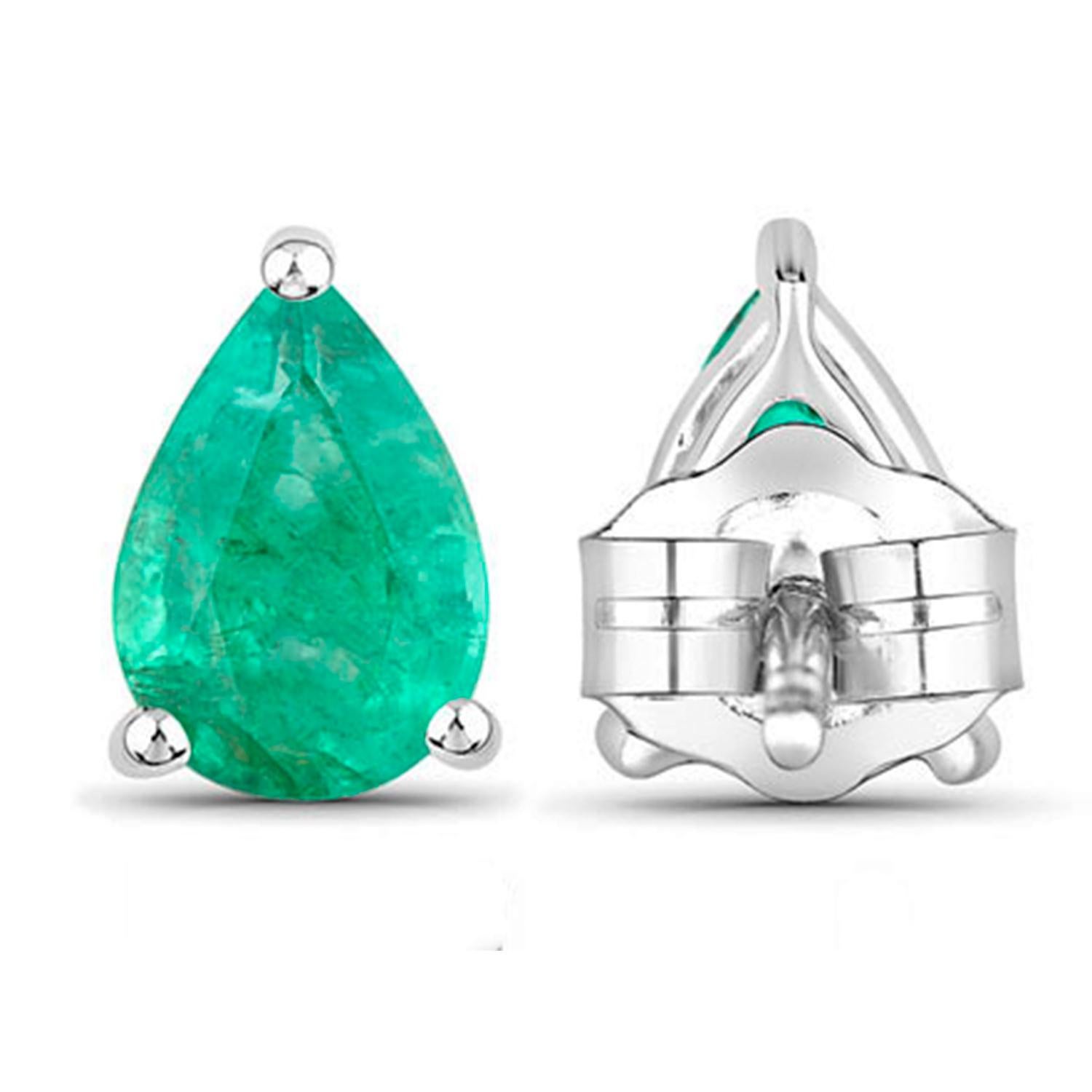 Zambian Emerald Stud Earrings 1.2 Carats 14K White Gold In condizioni ottime in vendita a Punta Gorda, FL