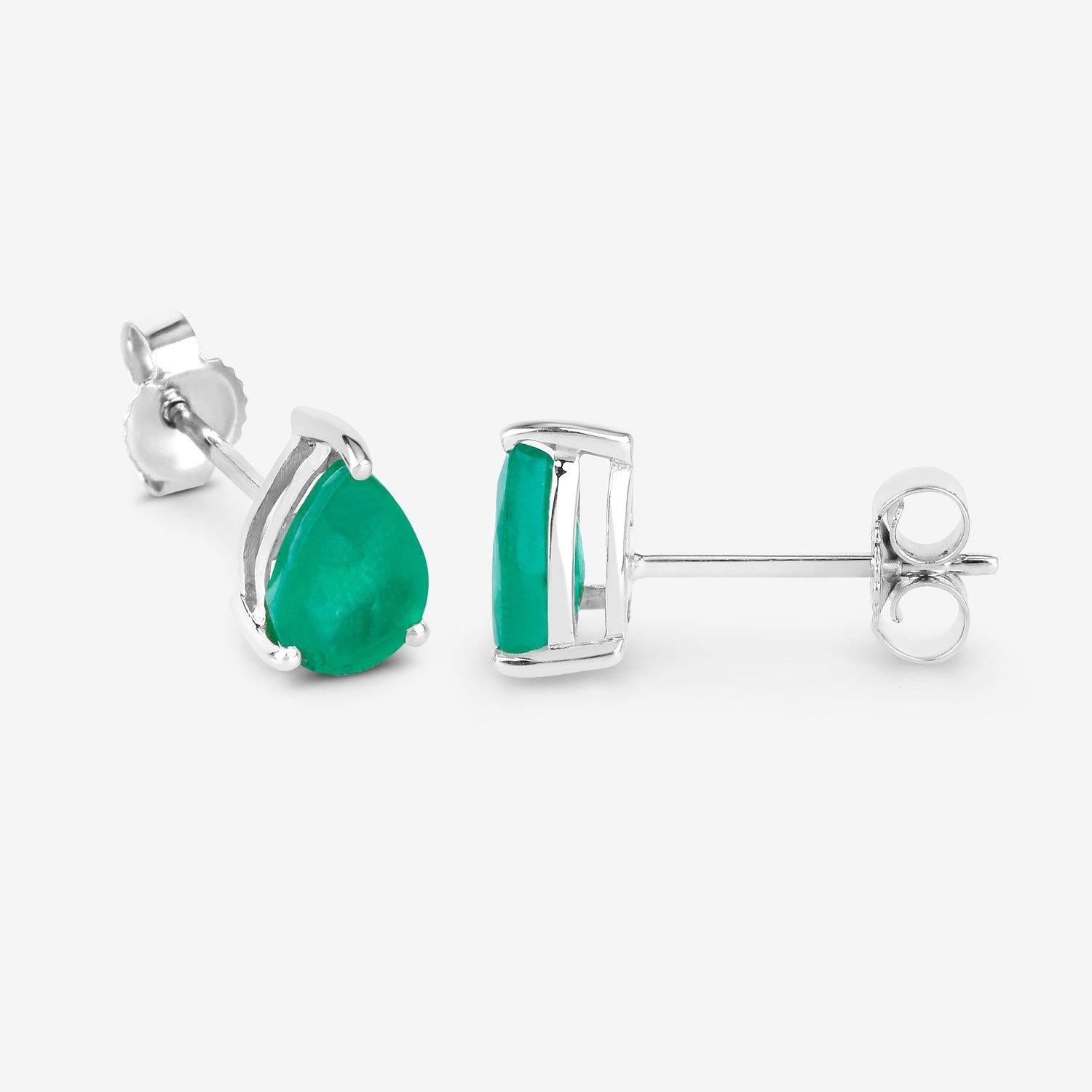 Zambian Emerald Stud Earrings 1.29 Carats 10K White Gold In condizioni ottime in vendita a Punta Gorda, FL