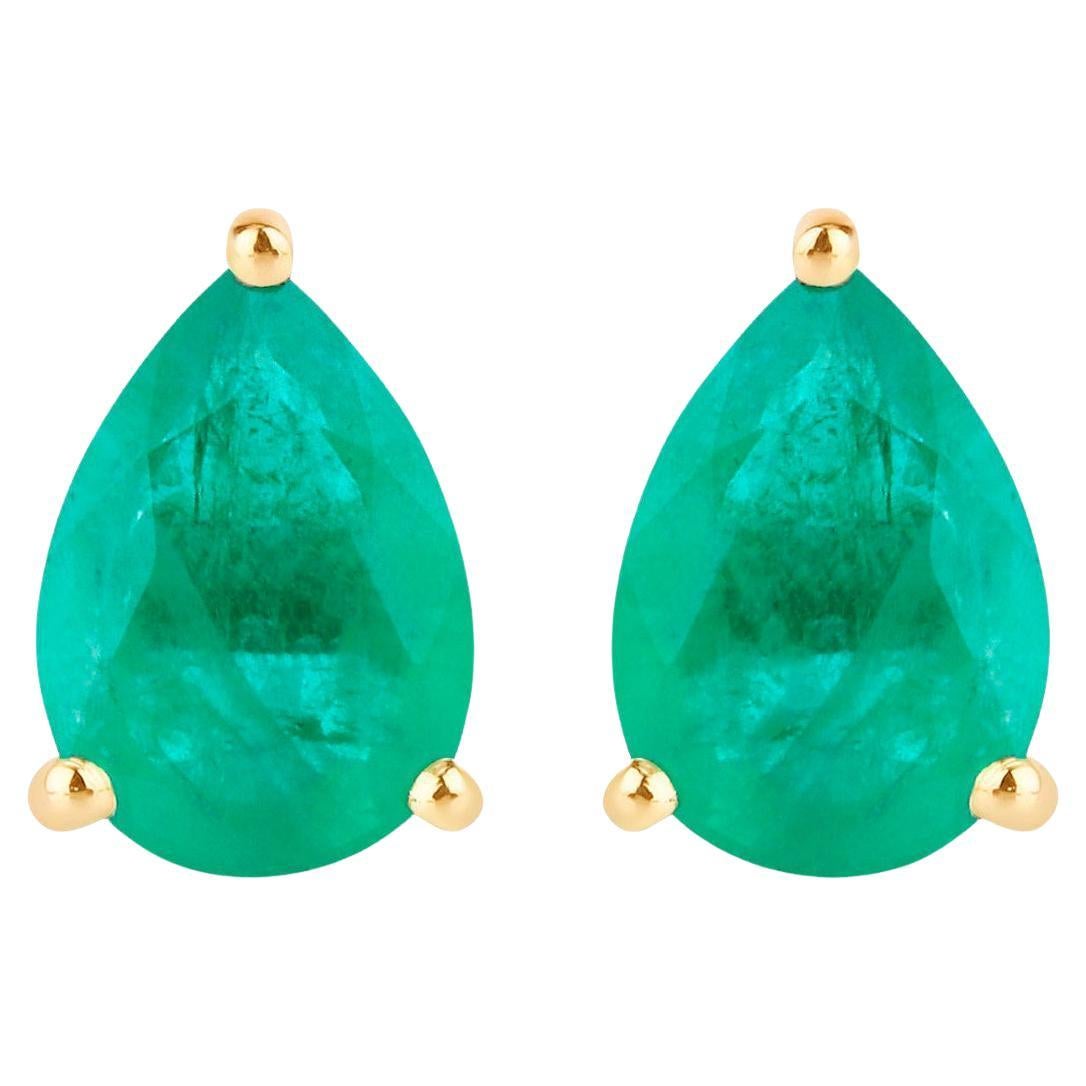 Pendientes Esmeralda de Zambia 1,29 Quilates Oro Amarillo 10K en venta