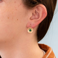 Zambian Emerald Stud Earrings with Earth-Mined Diamond Accents: Solid 14K Gold