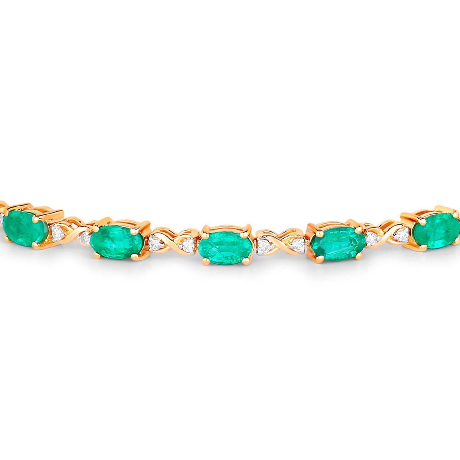 Esmeralda de Zambia Pulsera de Tenis Diamantes 3.8 Quilates Oro Amarillo 14K Contemporáneo en venta