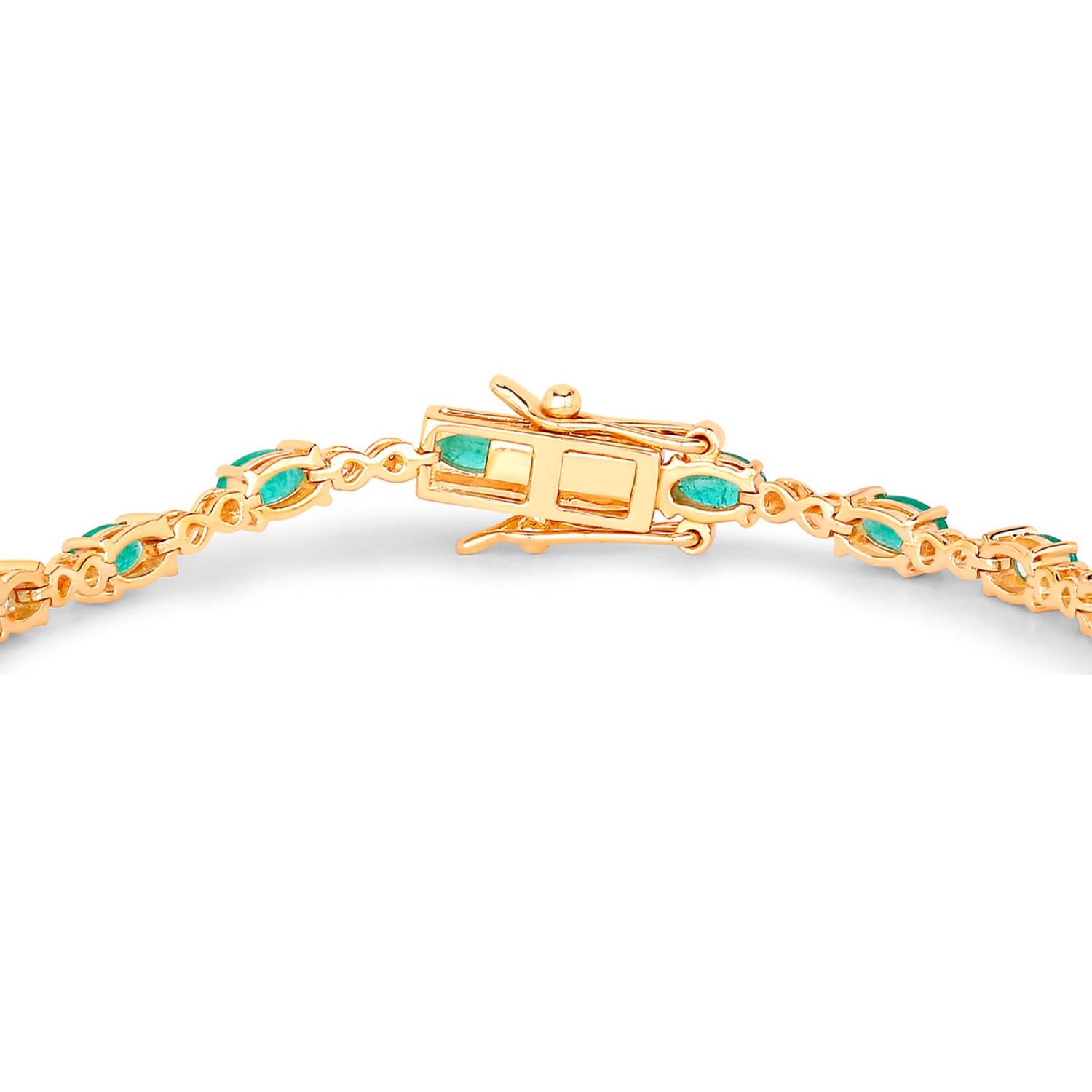 Esmeralda de Zambia Pulsera de Tenis Diamantes 3.8 Quilates Oro Amarillo 14K Corte oval en venta