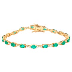 Esmeralda de Zambia Pulsera de Tenis Diamantes 3.8 Quilates Oro Amarillo 14K