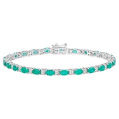 Sambia Smaragd Tennis Armband Diamanten 4,9 Karat 14K Weißgold