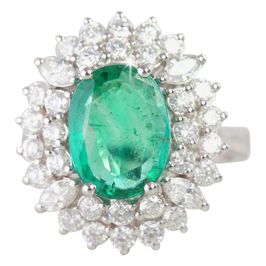 Zambian Emerald with Diamond Ring
