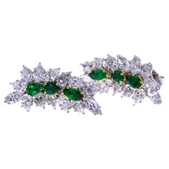 Zambian Green Emerald and Diamond Earrings