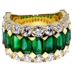 Zambian Green Emerald & Diamond Ring