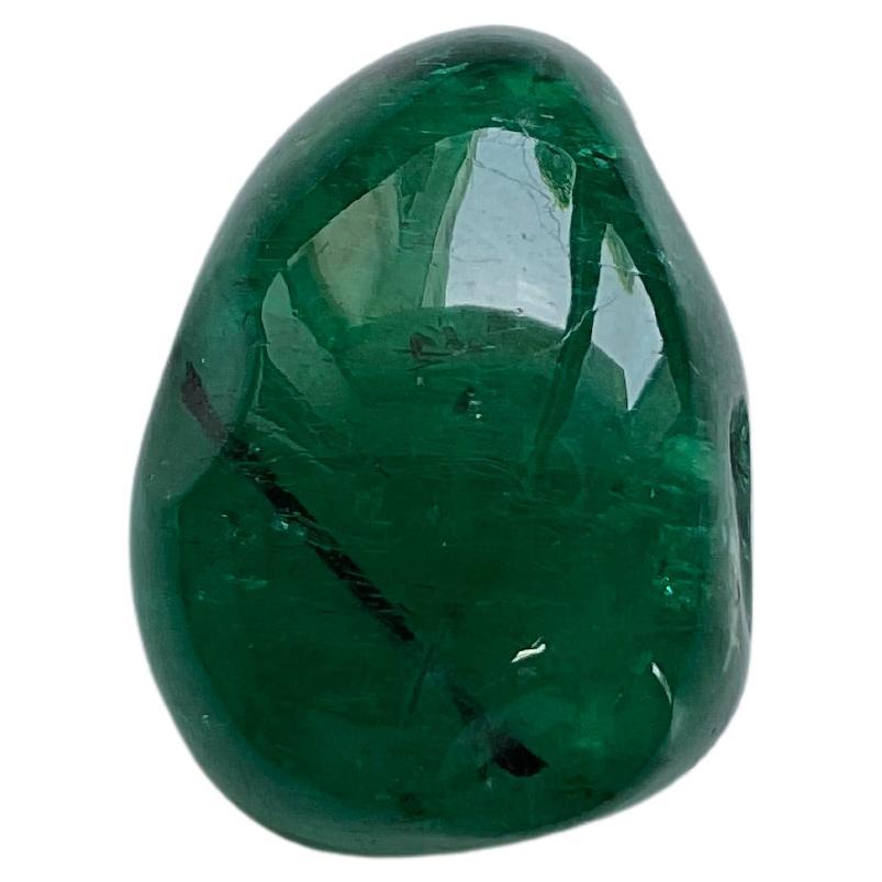 Zambian Vivid Green Emerald Smooth Tumbled Bead No Drill Hole Loose Gemstone For Sale