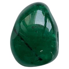 Zambian Vivid Green Emerald Smooth Tumbled Bead No Drill Hole Loose Gemstone