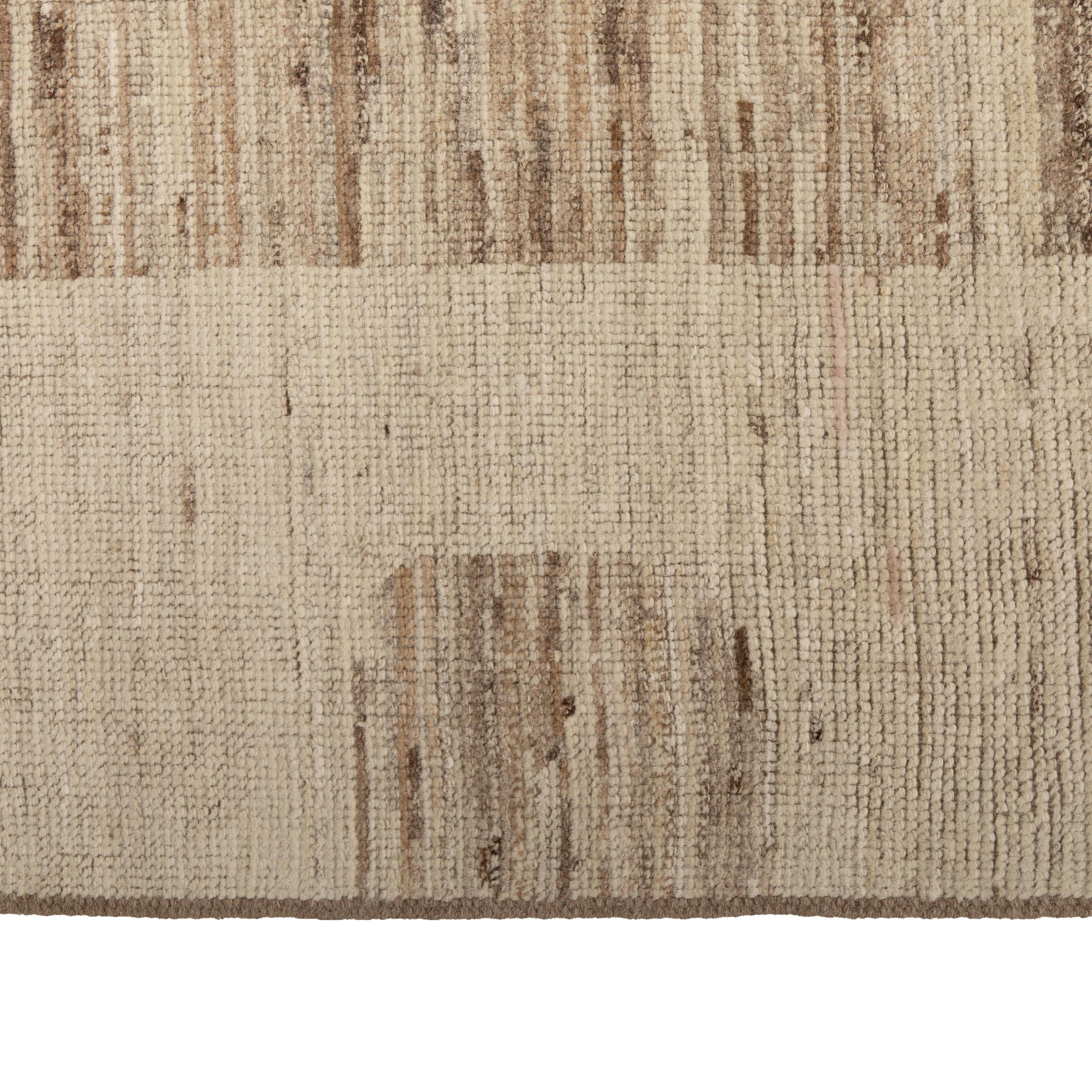 Hand-Knotted abc carpet Zameen Beige and Cream Modern Wool Rug - 5'11