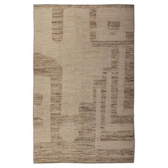 abc carpet Zameen Beige and Cream Modern Wool Rug - 5'11" x 9'4"