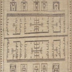 abc carpet Zameen Beige and Grey Tribal Wool Rug - 11' x 14'