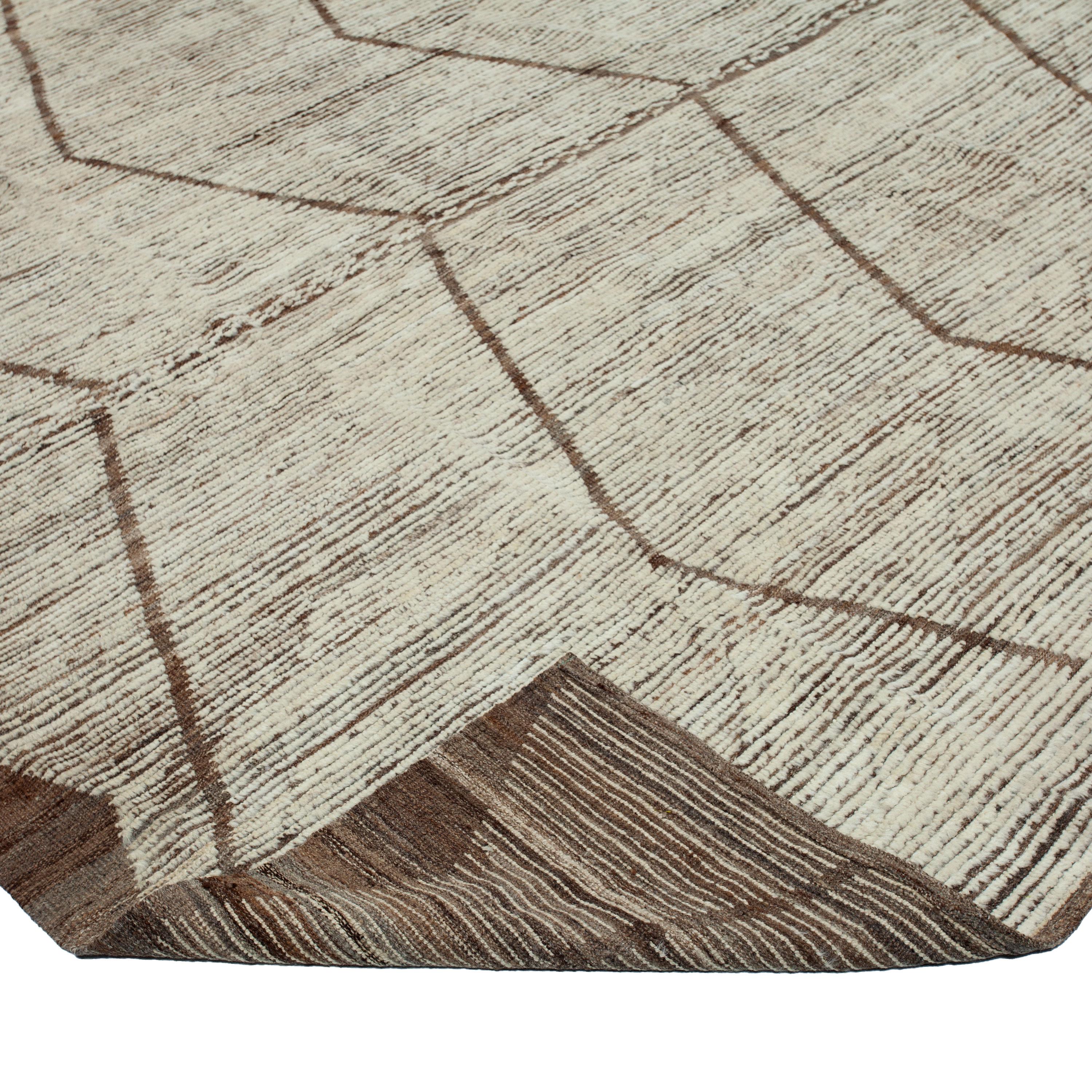 Afghan abc carpet Zameen Beige Geometric Modern Wool Rug - 10'2