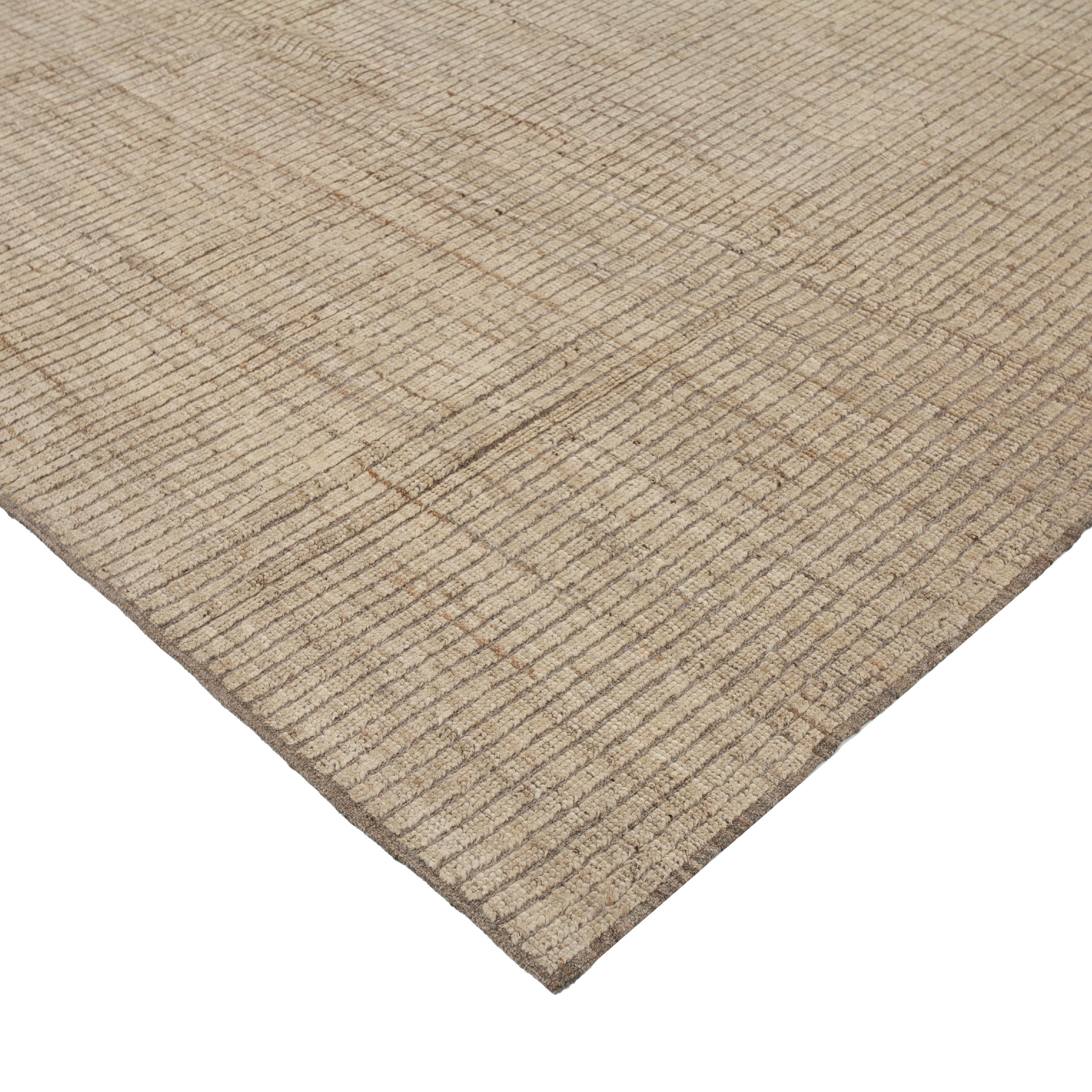 Mid-Century Modern abc carpet Zameen Beige Solid Modern Wool Rug - 7'8