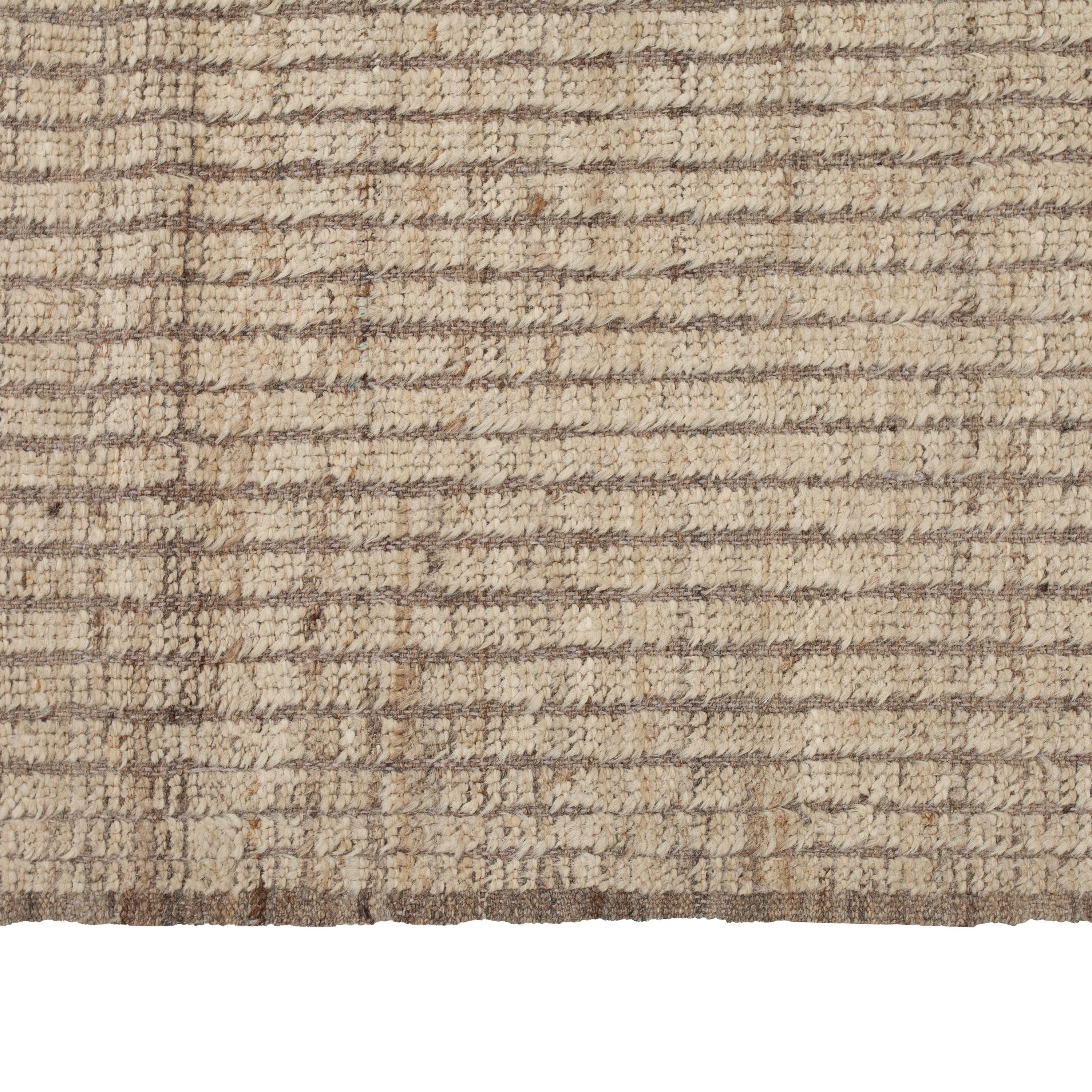 Hand-Knotted abc carpet Zameen Beige Solid Modern Wool Rug - 7'8