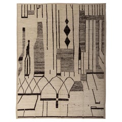 abc carpet Tapis en laine moderne Zameen noir et crème - 10'8" x 13'10".