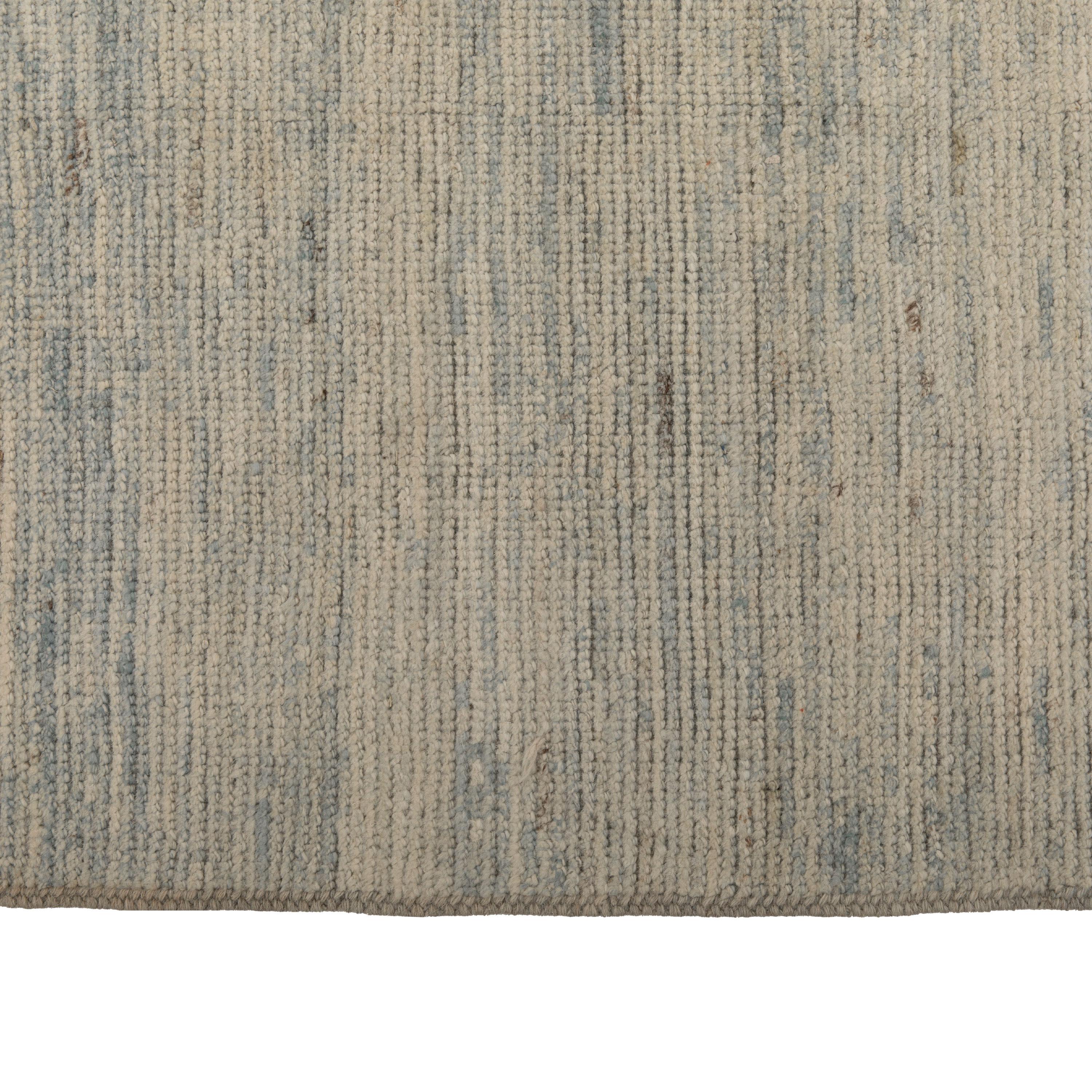 Afghan abc carpet Zameen Blue and Cream Modern Wool Rug - 10'1
