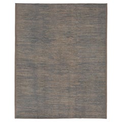 abc carpet Zameen Blue Solid Modern Wool Rug - 9'6" x 11'10"