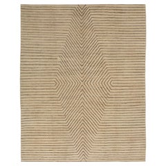 abc carpet Zameen Brown and Beige Geometric Wool Rug - 9'3" x 11'5"