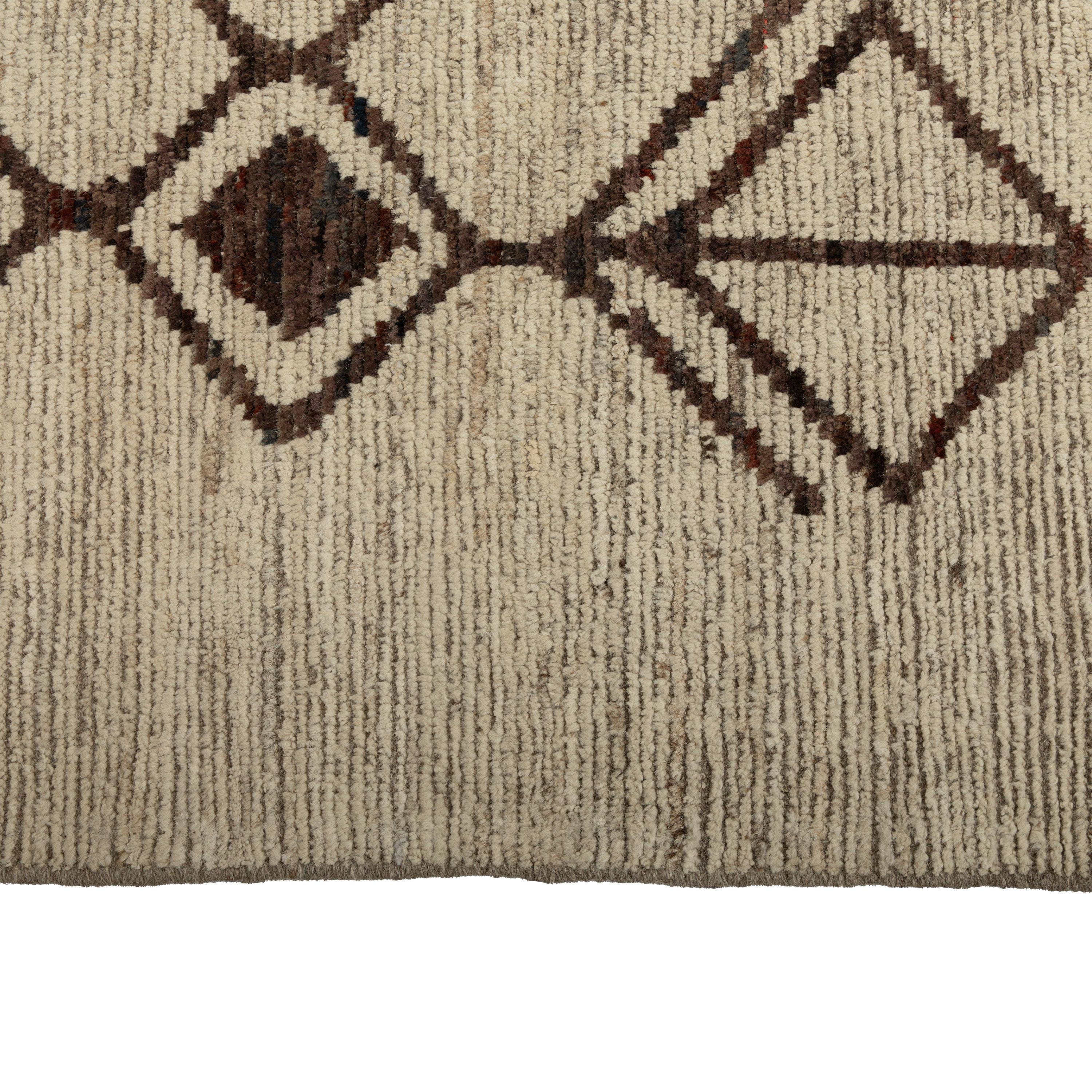 Hand-Knotted abc carpet Zameen Brown and Beige Tribal Wool Rug - 8'11