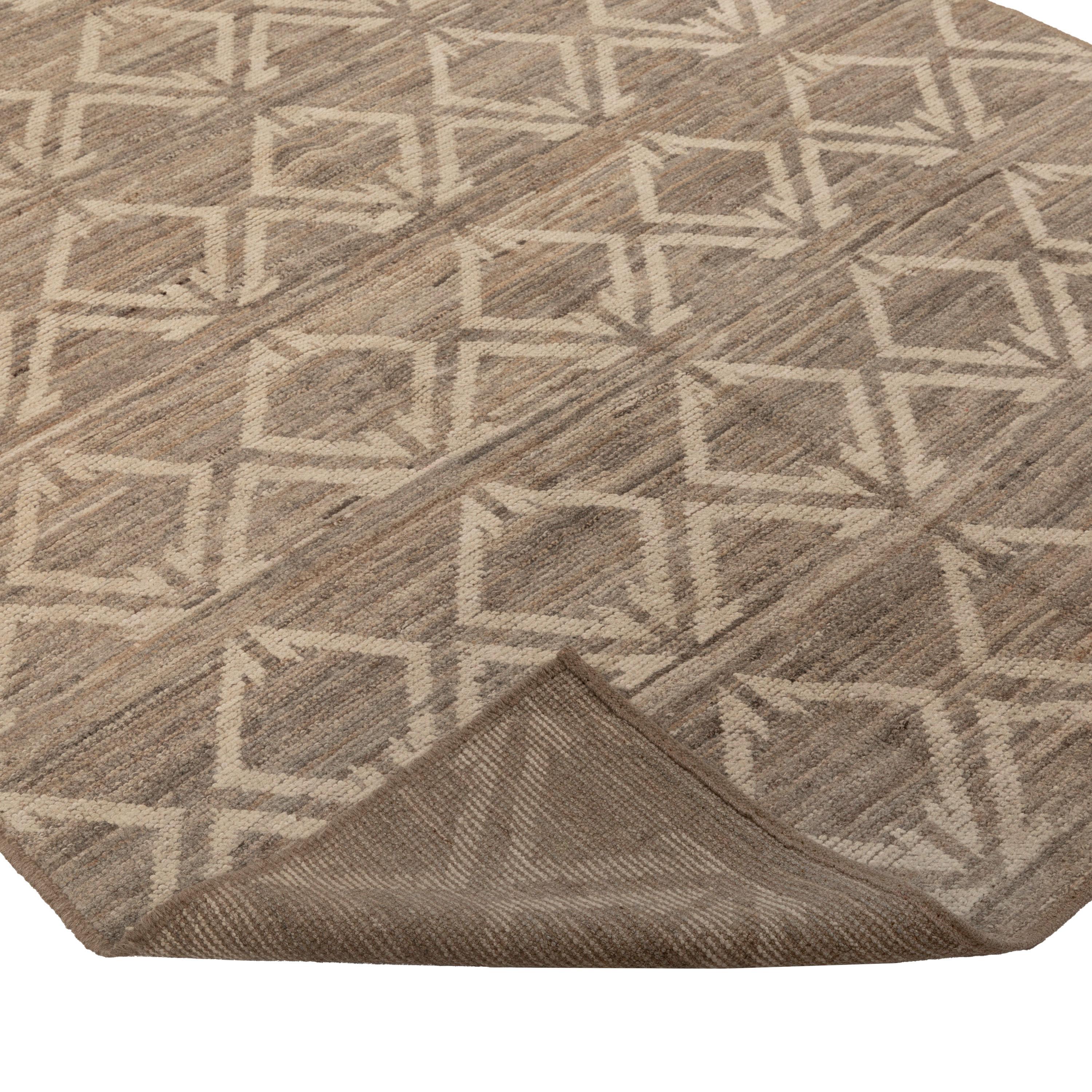 Afghan abc carpet Zameen Brown and Cream Modern Wool Rug - 5'6