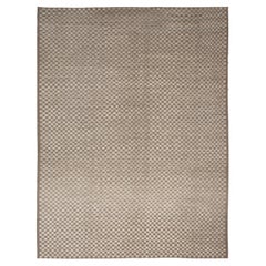 Abc carpet Zameen Brown and White Grid Modern Wool Rug - 13'8" x 18'1" (Tapis de laine moderne à quadrillage marron et blanc)