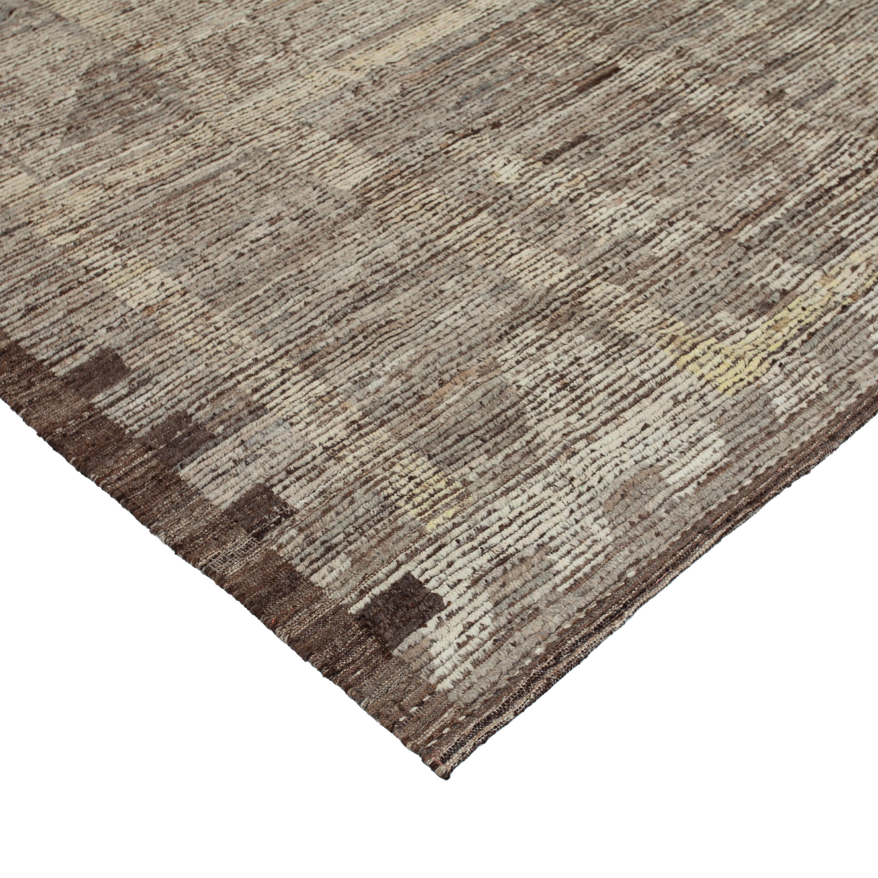 Mid-Century Modern abc carpet Zameen Brown Distressed Tribal Wool Rug - 9'3