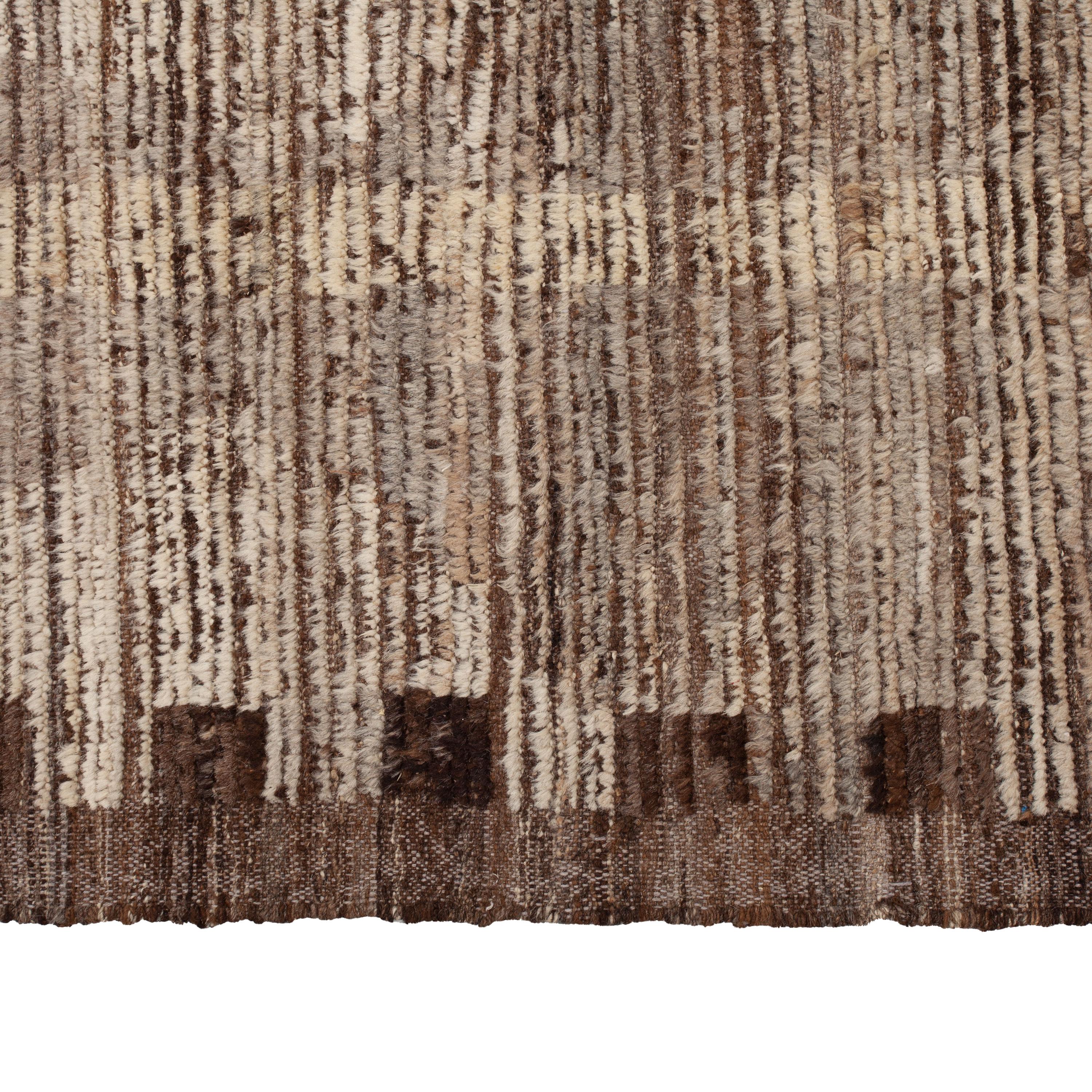 Hand-Knotted abc carpet Zameen Brown Distressed Tribal Wool Rug - 9'3
