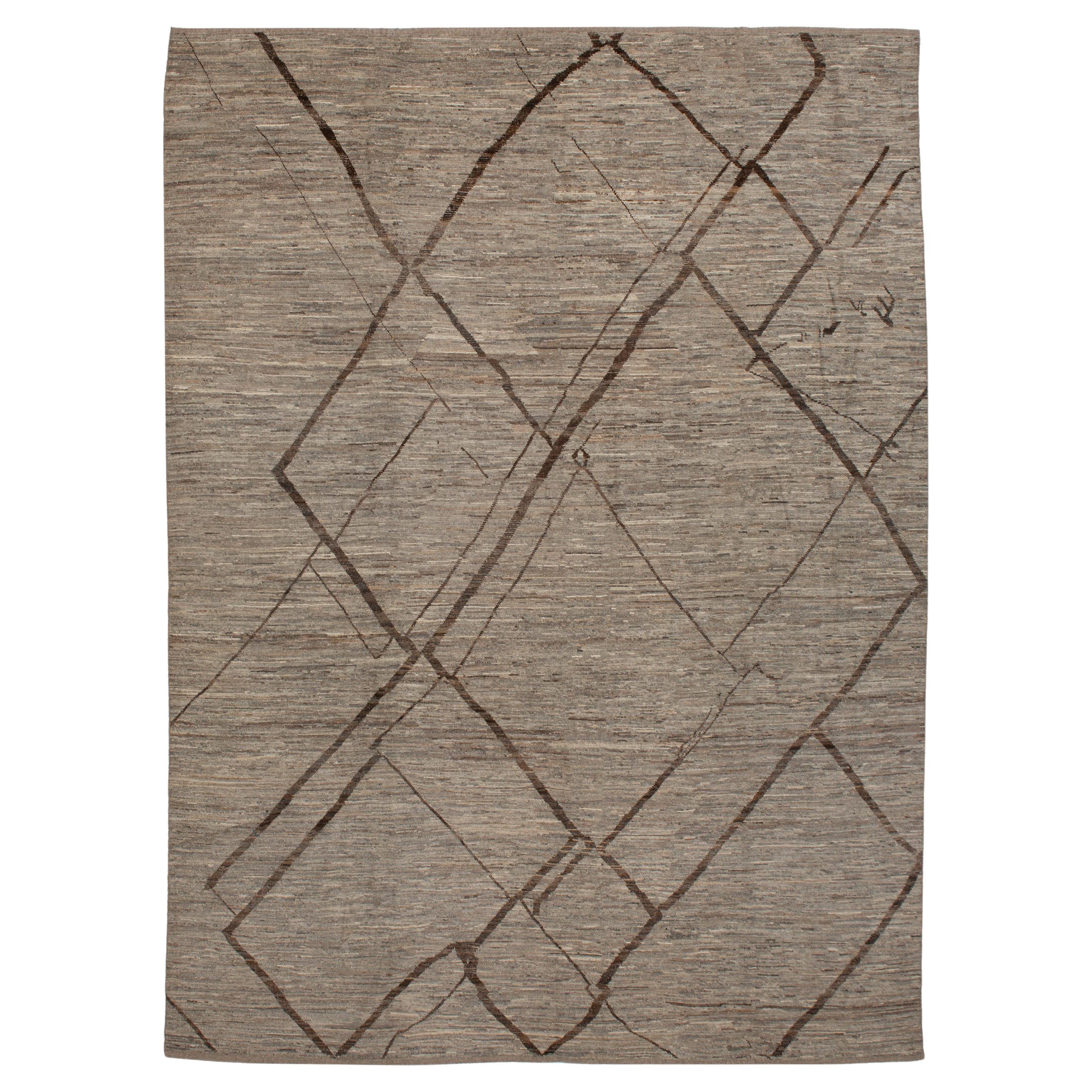 abc carpet Zameen Brown Geometric Modern Wool Rug - 10'4" x 14'2"