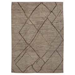 abc carpet Zameen Brown Geometric Modern Wool Rug - 10'4" x 14'2"