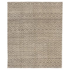 abc carpet Zameen Cream and Black Geometric Wool Rug - 8'4" x 9'8"