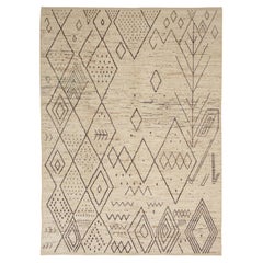 abc carpet Zameen Cream and Brown Geometric Wool Rug - 10'2" x 14'2"