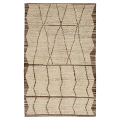 abc carpet Zameen Cream and Brown Geometric Wool Rug - 6'9" x 10'6"