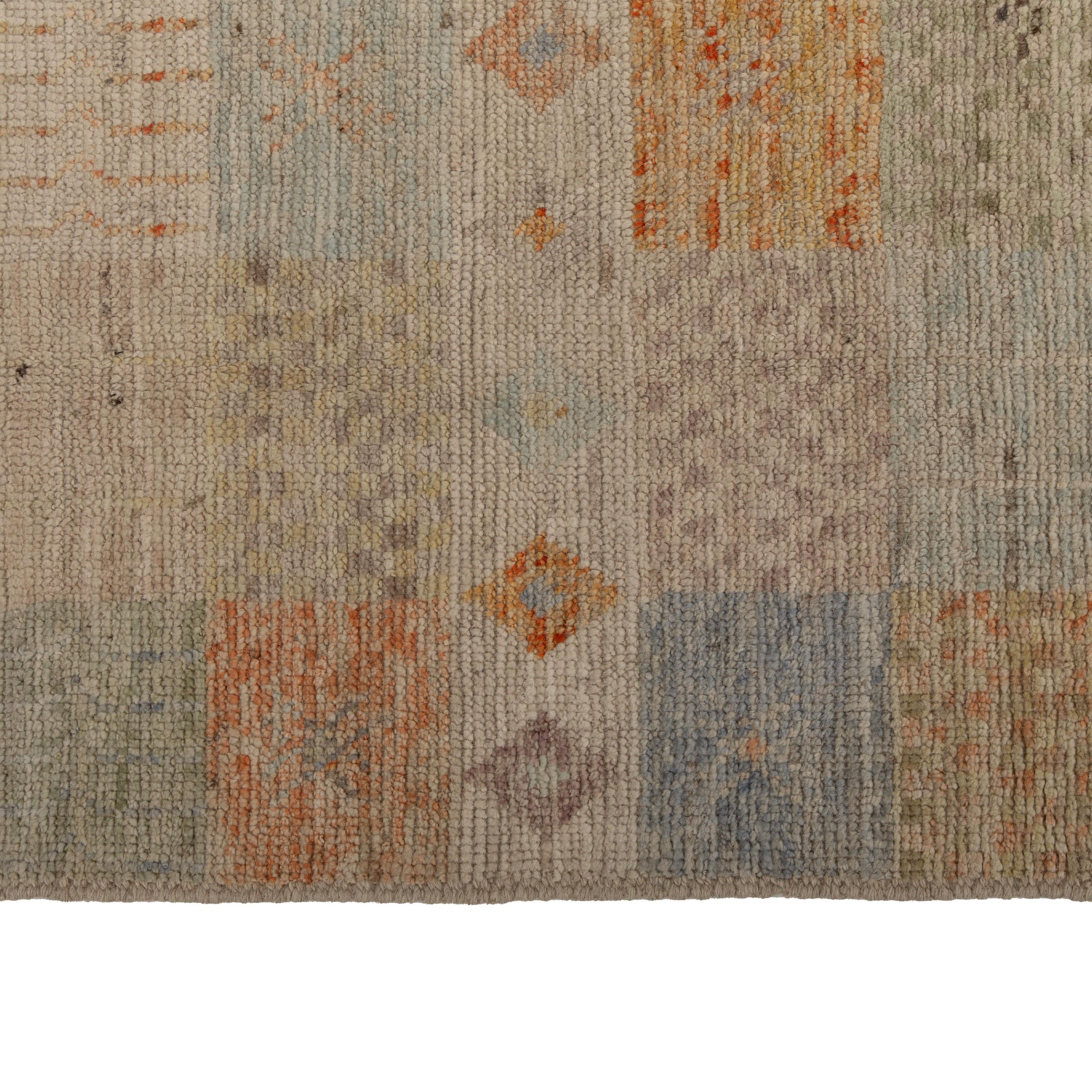 Afghan Tapis Zameen géométrique en laine - 5'3