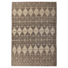 abc carpet Zameen Grey and Cream Geometric Wool Rug - 6'2" x 9'1"
