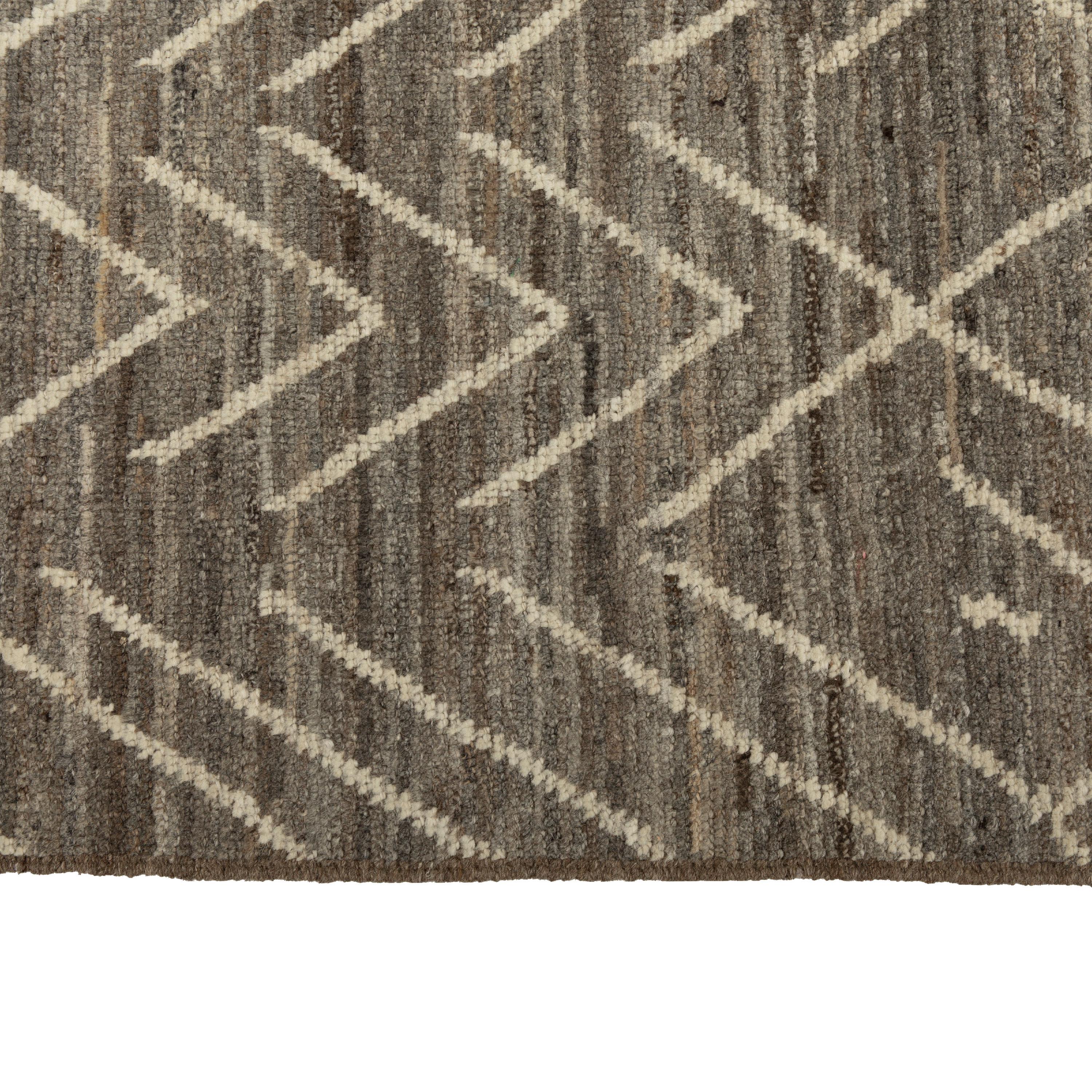 Hand-Knotted abc carpet Zameen Grey Geometric Modern Wool Rug - 8'7