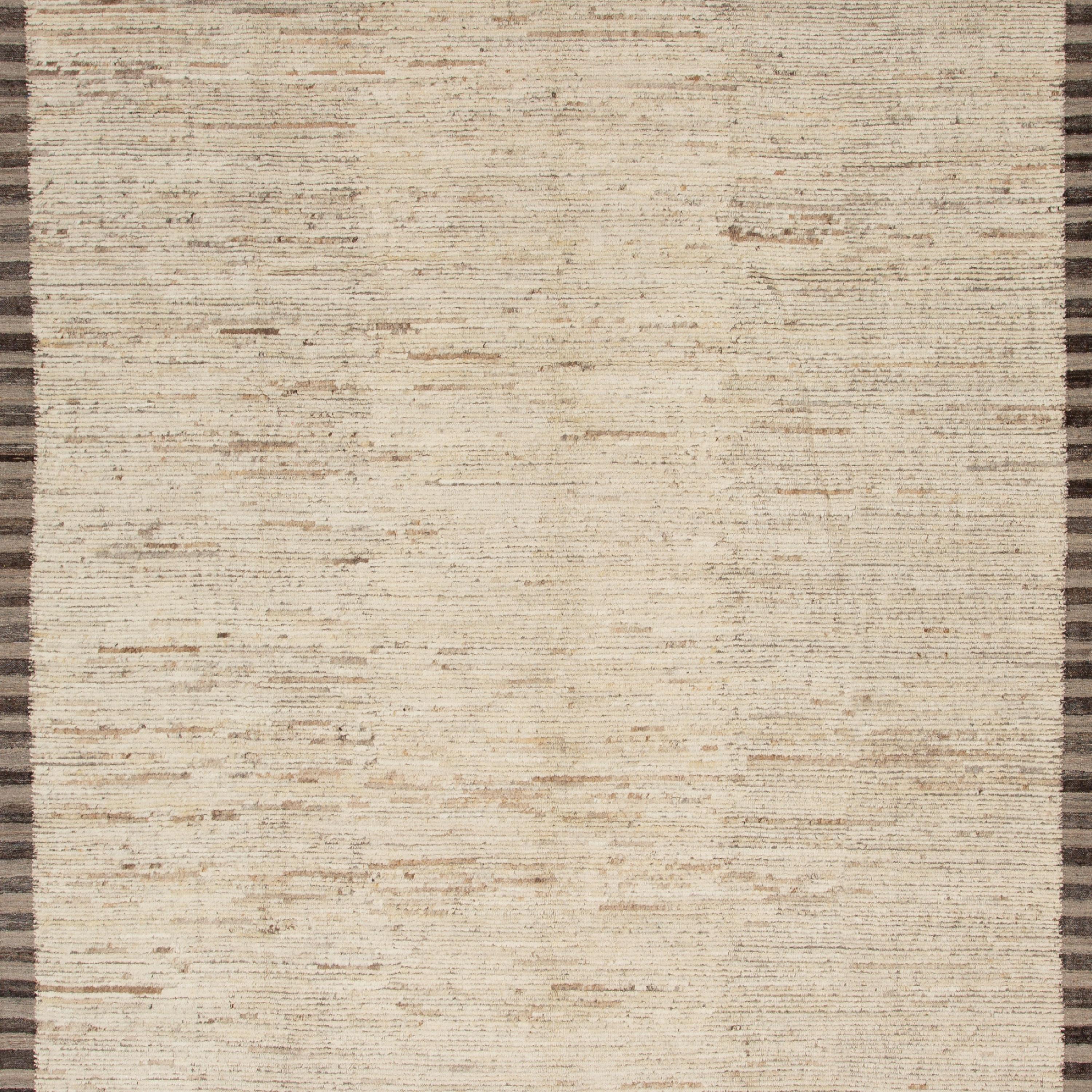 Der Zameen Modern Geometric Bordered Wool Rug - 9'7