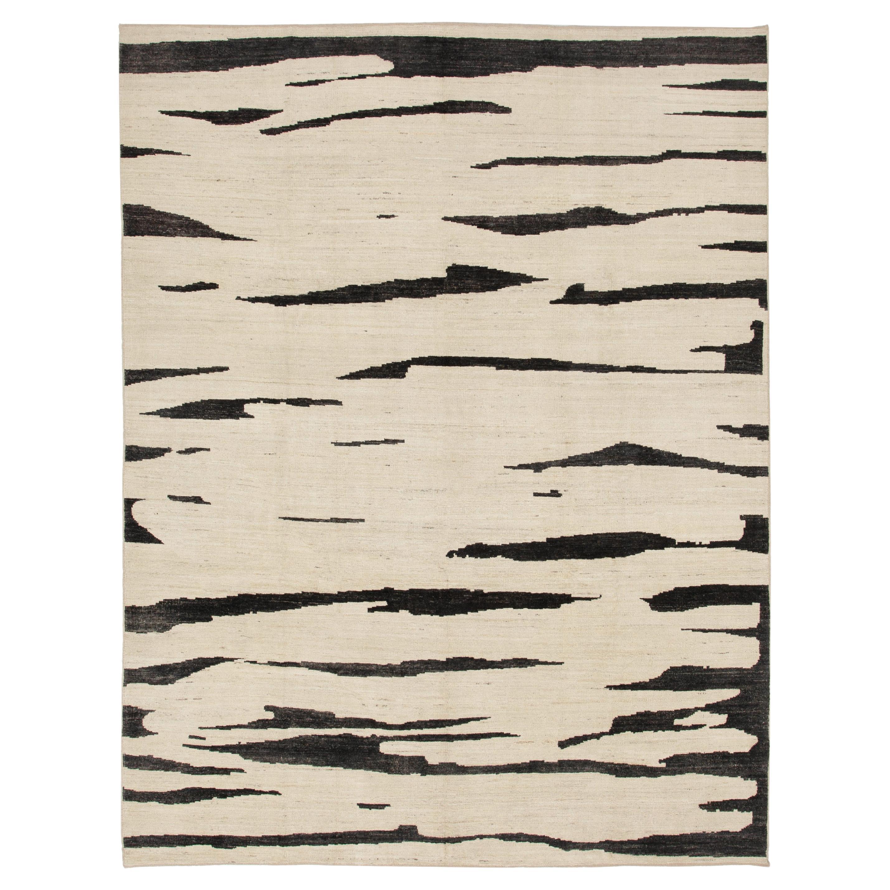 abc carpet Zameen Multicolored Abstract Modern Wool Rug - 9'5" x 11'11" For Sale