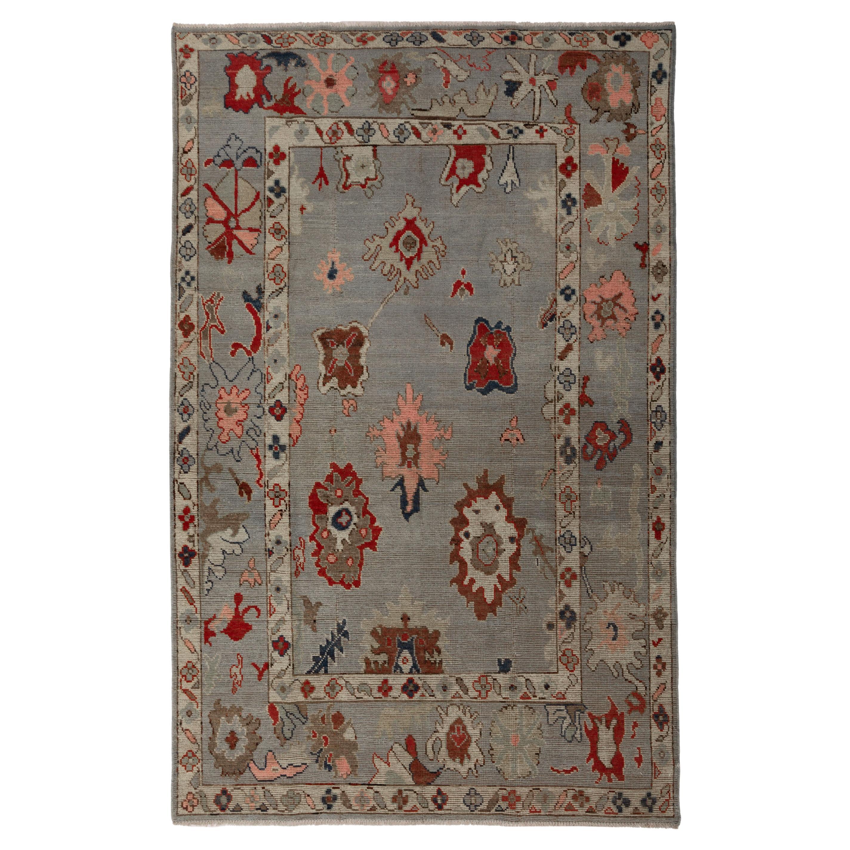 abc carpet Zameen Multicolored Floral Wool Rug - 5'4" x 8'1" For Sale