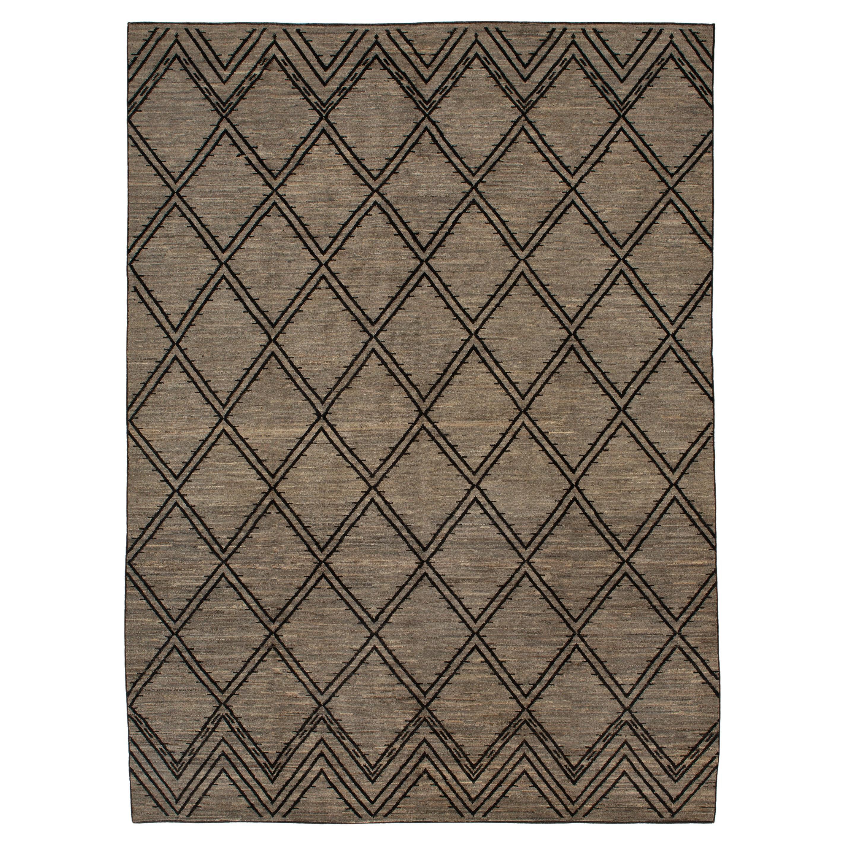 abc carpet Zameen Multicolored Geometric Modern Wool Rug - 10' x 13'10" For Sale